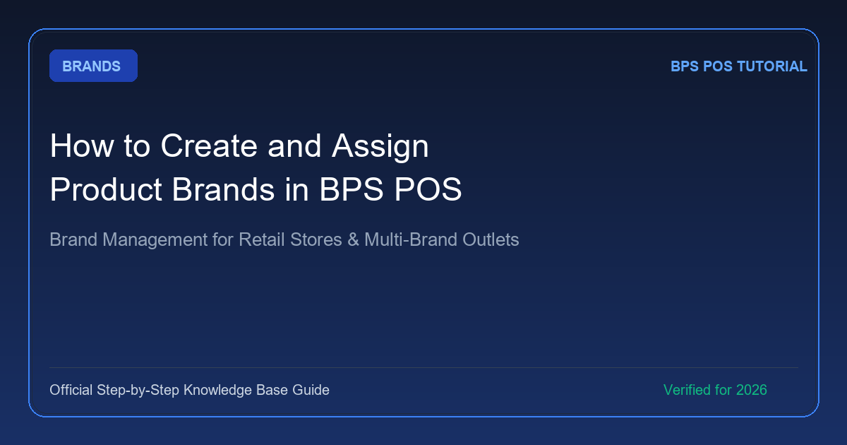 How to Create and Assign Product Brands in BPS POS