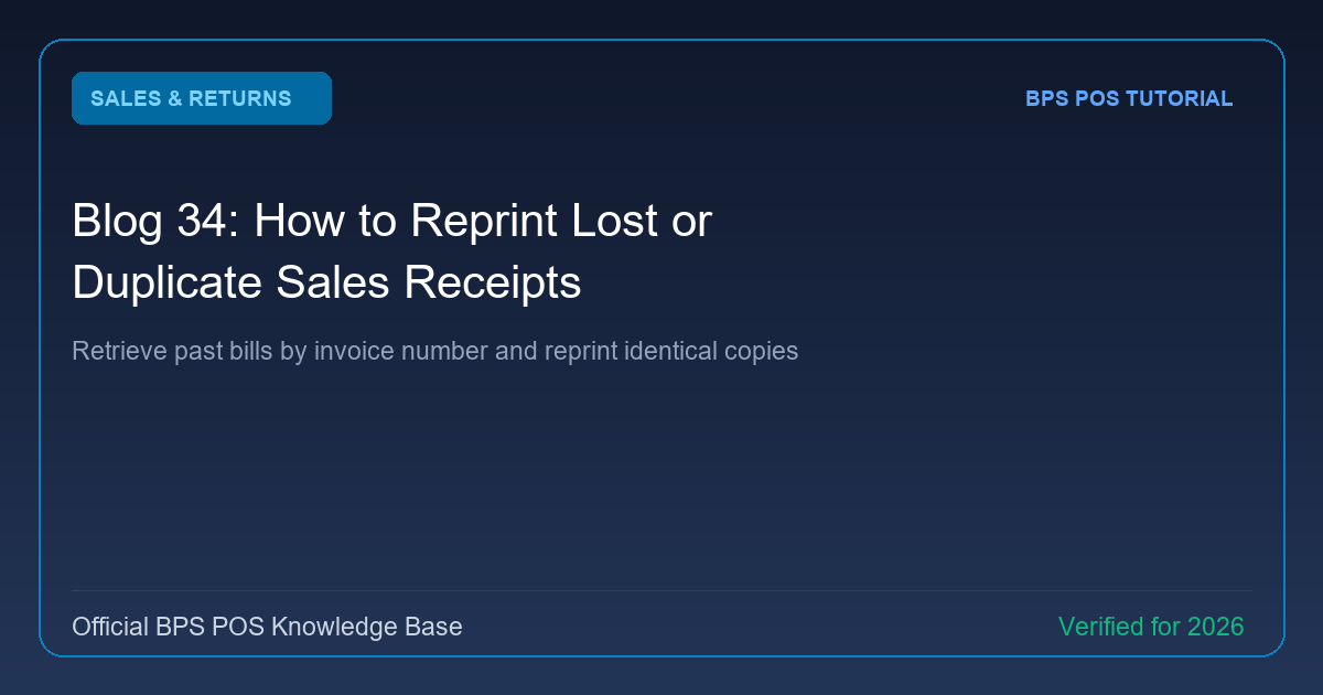 How to Reprint Lost or Duplicate Sales Receipts in BPS POS