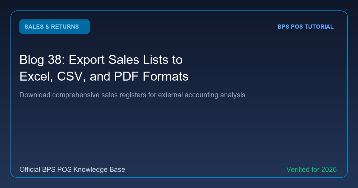 How to Export Sales Lists to Excel, CSV, and PDF in BPS POS