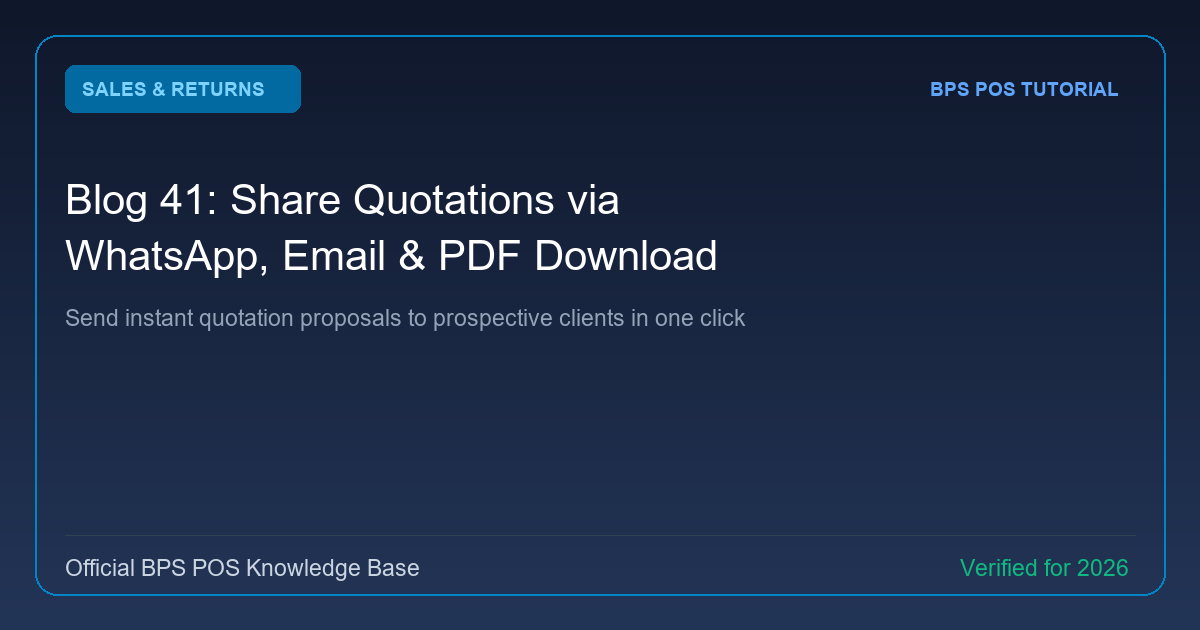 How to Share Quotations via WhatsApp, Email, and Download PDF in BPS POS