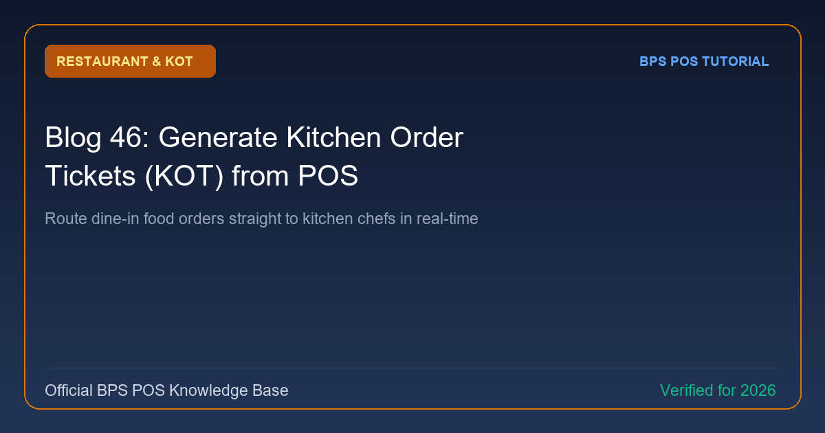 How to Generate Kitchen Order Tickets (KOT) from POS Billing Screen