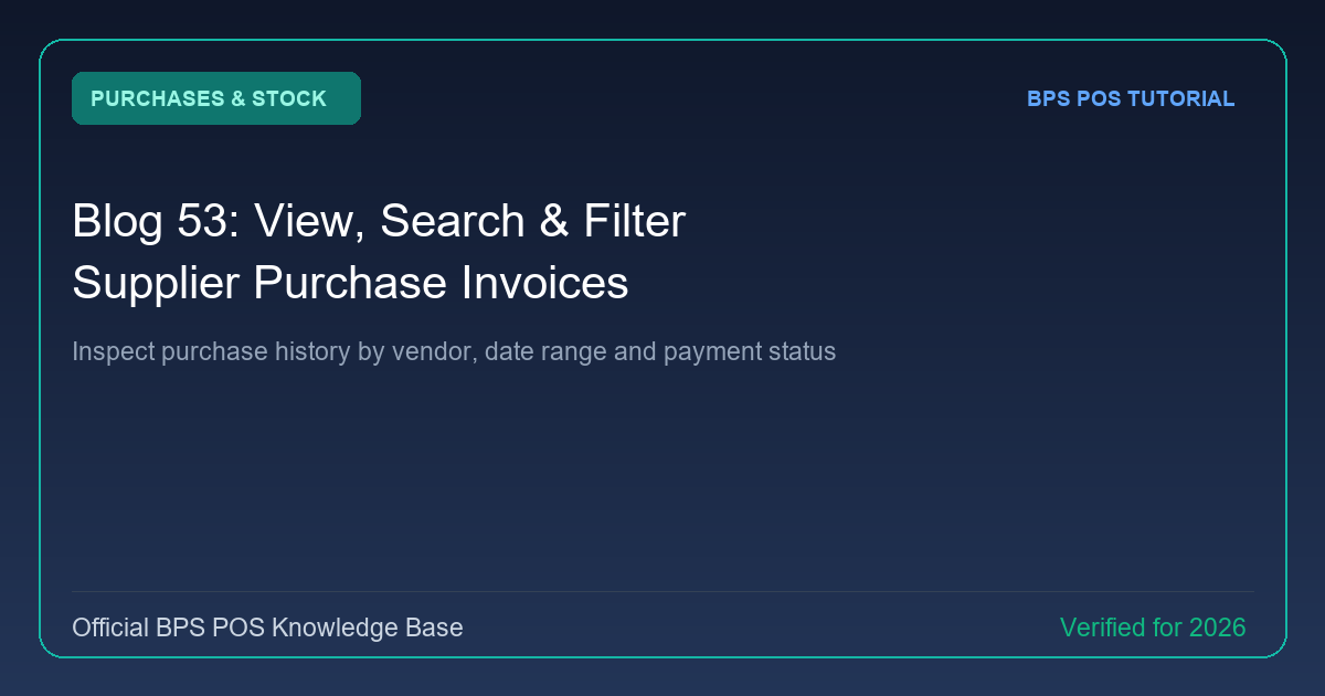 How to View, Search, and Filter Supplier Purchase Invoices in BPS POS