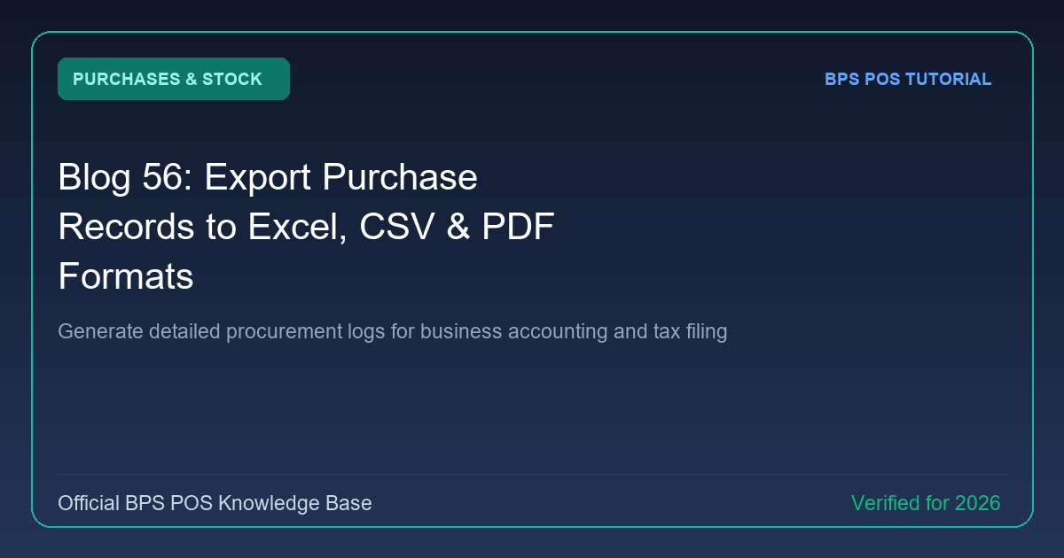 How to Export Purchase Records to Excel, CSV, and PDF in BPS POS