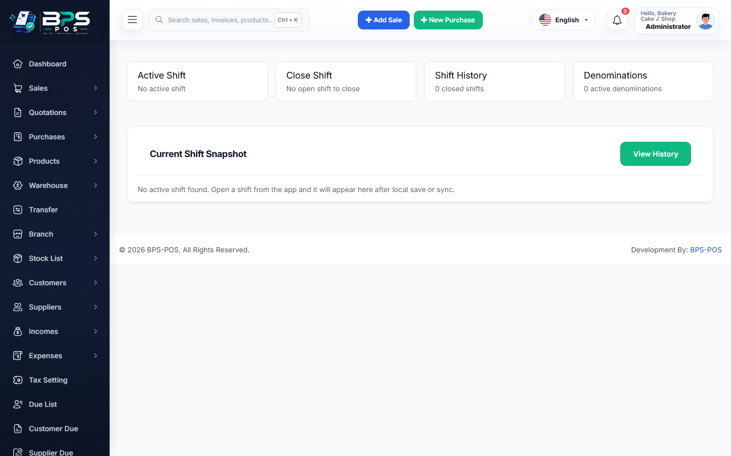 BPS POS Cash Payment and Change Return Calculator