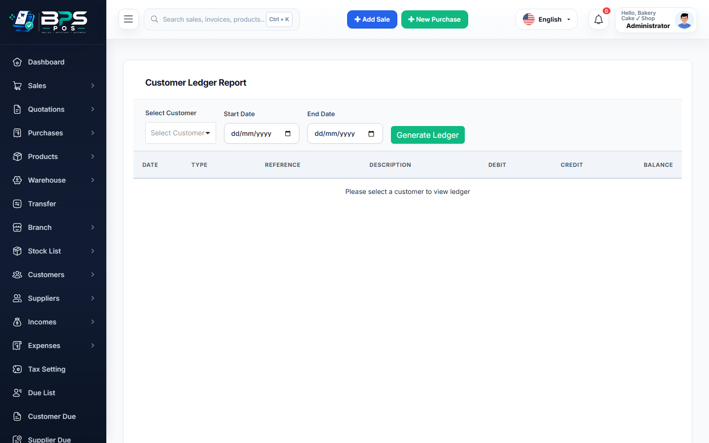 BPS POS Customer Account Ledger Statement