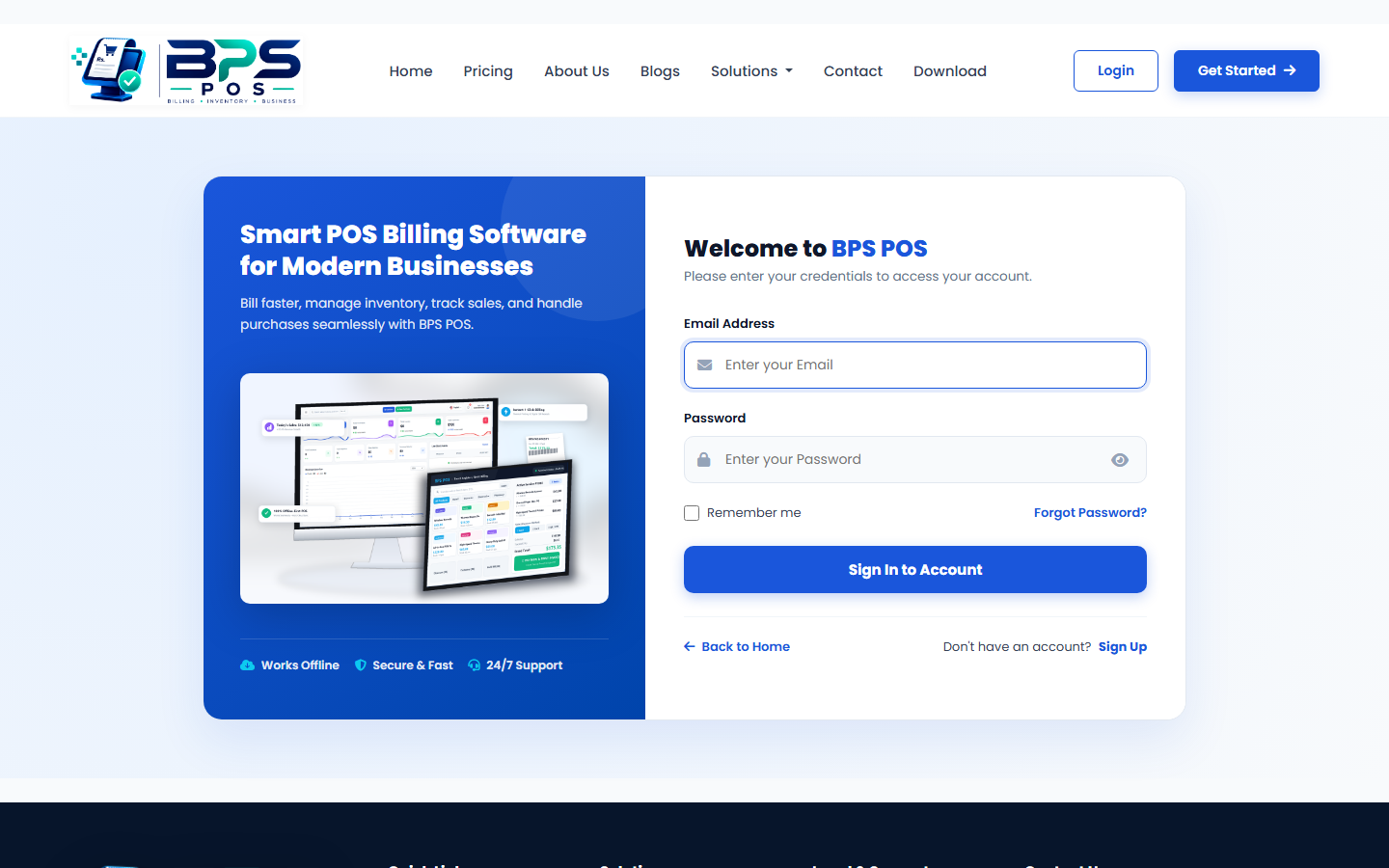 BPS POS Secure Login and Authentication Portal